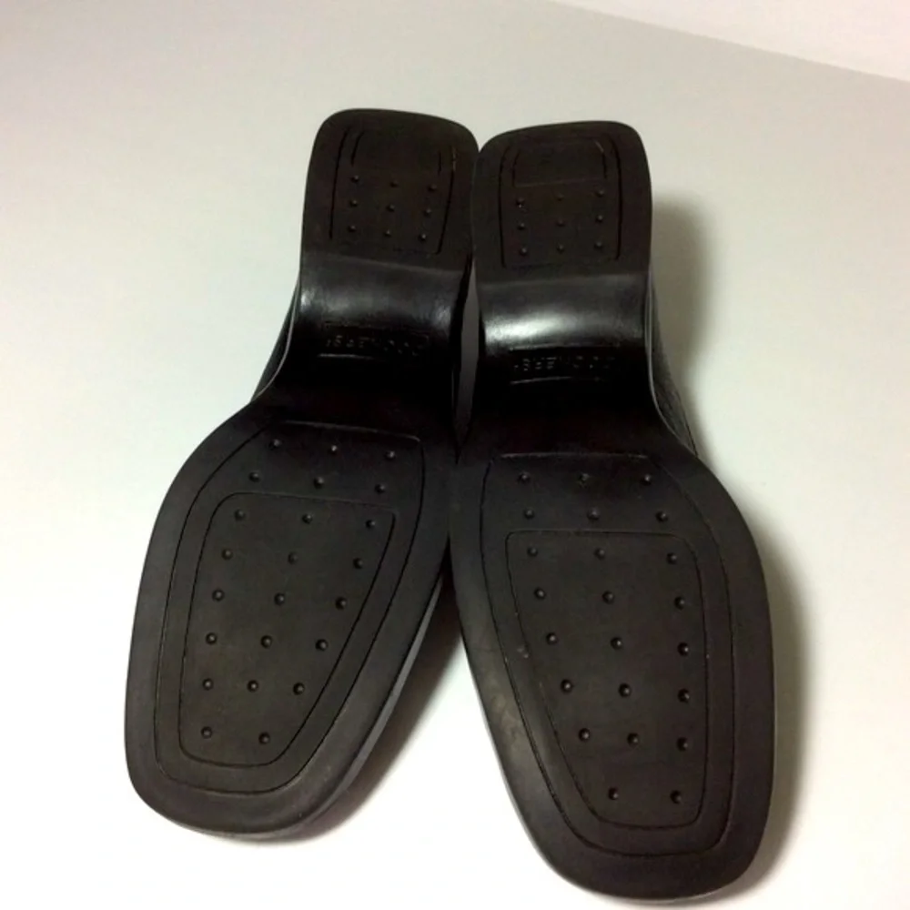 Dockers CEDRAK Black Leather Loafers Gunmetal Circle Bit White Topstitching - Picture 3 of 6
